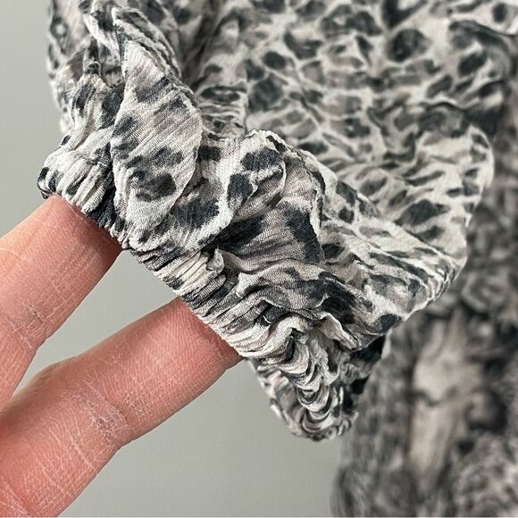 NWT All Saints Amara Laertes Midi Dress Size 4 Ecru Leopard Print Long Sleeve - Picture 9 of 11